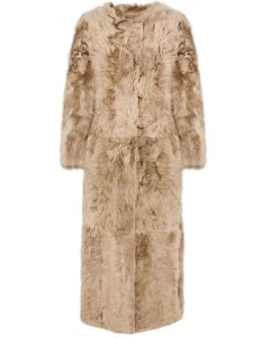 Yves Salomon Toscana Lambskin Coat - ナチュラル