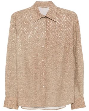 Ermanno Scervino Herringbone-Pattern Long-Sleeve Shirt - Natural
