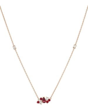 ROSEKEY 18Kt Gooseberry Rotgoldhalskette Mit Diamant Und Rubin - Mettallic