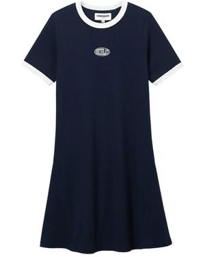 Chocoolate Contrasting T-Shirt Dress - Blue