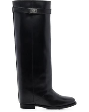 Via Roma 15 Padlock-Detail Knee-High Boots - Black