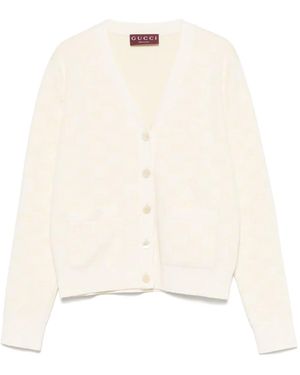Gucci Cárdigan con motivo GG en jacquard - Blanco