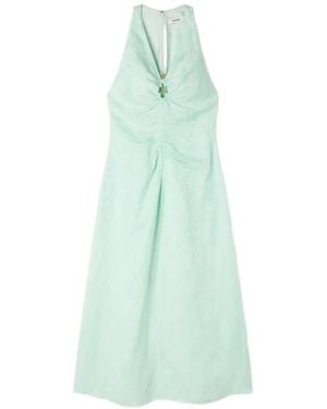Sandro V-Neck Floral-Print Midi Dress - Blue