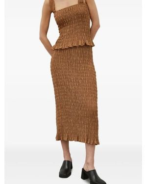 By Malene Birger Falda midi con volantes - Marrón