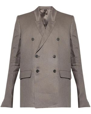 Rick Owens Double-Breasted Linen Blazer - Gray