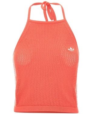 adidas Crochet-Knit Halterneck Top - Pink