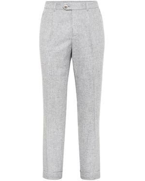 Brunello Cucinelli Houndstooth Tailored Trousers - Grey