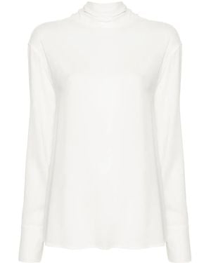 Fabiana Filippi Long Sleeve Top With High Neckline - White