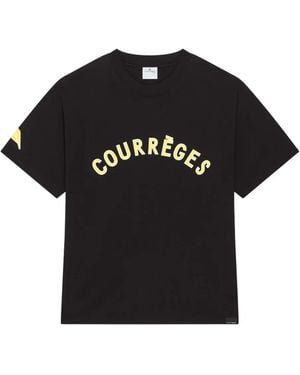 Courreges Logo-Print Short-Sleeve T-Shirt - Black