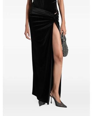 ANDAMANE Knot-Detail Side-Slit Maxi Skirt - Black