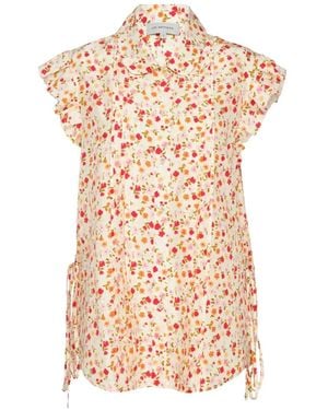 Lee Mathews Gerüschte Bluse Mit Blumenprint - Weiß