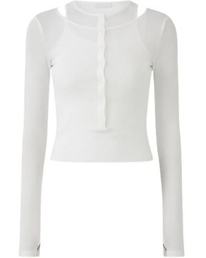 ELEH Button Ribbed Top - White