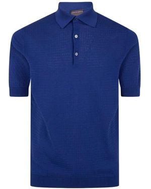 FILIPPO DE LAURENTIIS Textured Polo Shirt - Blue