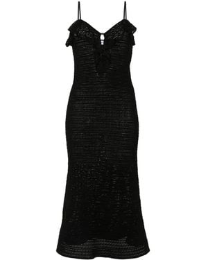 Self-Portrait Abito Midi Crochet - Nero