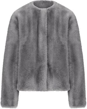 Max Mara Faux-Fur Collarless Jacket - Grey