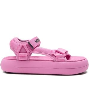 Moon Boot Logo-Strap Platform Sandals - Pink