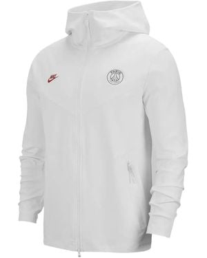 Nike Felpa Paris Sait-Germain Tech Fleece Con Zip - Bianco