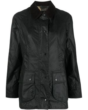 Barbour Giacca 'Beadnell' Cerata Con Colletto Classico - Nero