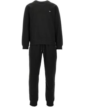 EA7 Logo-Print Tracksuit - Black