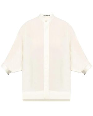 Issey Miyake Single Plait Round Collar Top - White