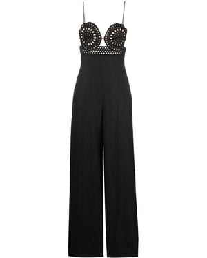 Stella McCartney Flared Jumpsuit In Broderie Anglaise Lace - Black