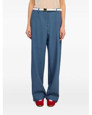 Semicouture Muriel Button-Cuff Pants - Blue