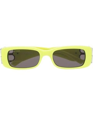 Balenciaga Logo-Plaque Rectangle-Frame Sunglasses - Yellow