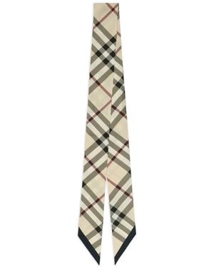 Burberry チェック シルクスカーフ - メタリック