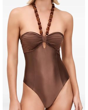Devon Windsor Leighton Beaded Halterneck Swimsuit - Black