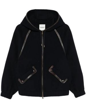 Sandro Leather-Trimmed Hooded Jacket - Black