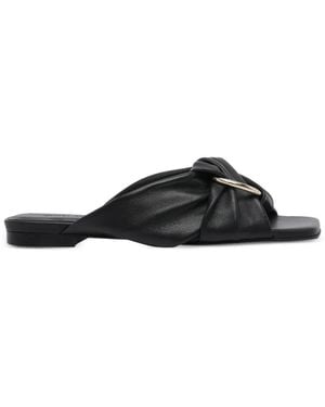 Ángel Alarcón Ruffled-Detailing Leather Sandals - Black