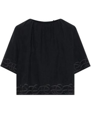 By Malene Birger Bestickte Marian Leinenbluse - Schwarz