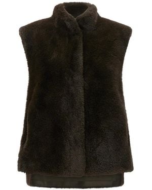 Lou Andrea Faux-Fur Side-Slit Vest - Black