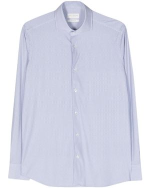 Dell'Oglio Geometric-Pattern Classic-Collar Shirt - Blue