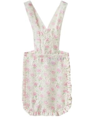 Miu Miu Floral Cloqué Apron - White