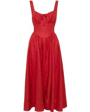 Reformation Robe Mi-Longue Balia En Lin - Rouge