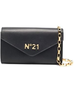 N°21 Logo-Plaque Leather Bag - Black