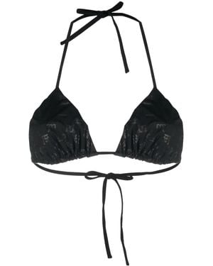 MISBHV Top de bikini con monograma estampado - Negro