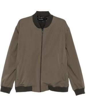 KARL LAGERFELD Ribbed-Trim Zip-Up Bomber Jacket - Brown
