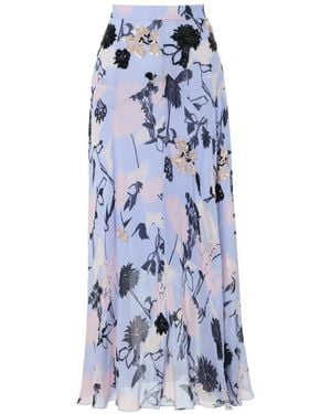 Temperley London Maisie Sequin-Embellished Floral-Print Skirt - Blue