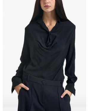 Semicouture Draped-Detail Long-Sleeve Shirt - Blue