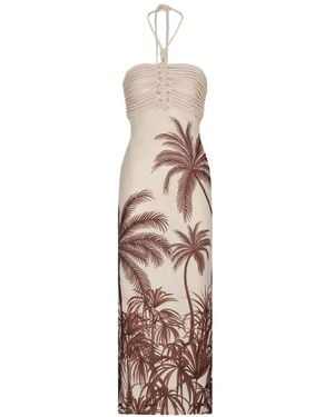 ANDRES OTALORA Ruched Print Midi Dress - White