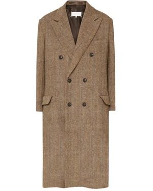 Maison Margiela Herringbone Double-Breasted Coat - Natural
