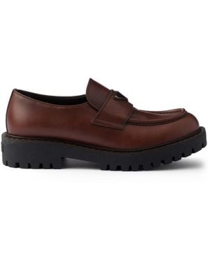 Prada Loafer Mit Emailliertem Logo - Braun