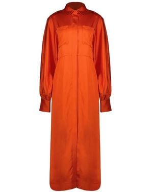 IRO Satin-Finish Shirt Dress - Orange