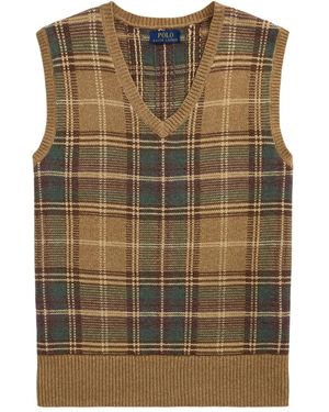 Polo Ralph Lauren Plaid Sleeveless Vest - Brown