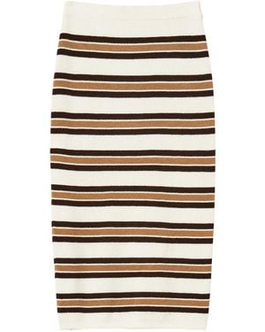 Twinset Striped Knit Midi Skirt - Black