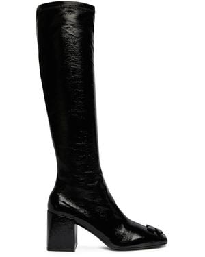 Courreges High-Shine Calf Leather Knee-High Boots - Black