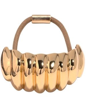 Jennifer Behr Cornetto Ponywrap Ribbed Hair Tie - Metallic