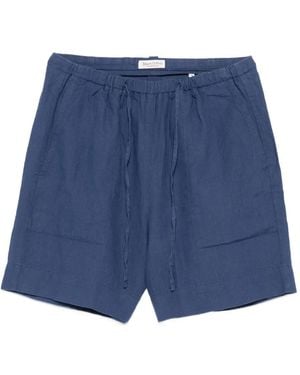 Marc O' Polo Drawstring-Fastening Linen Shorts - Blue